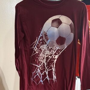 Kids Long-Sleeve Soccer Graphic Tee - Maroon
